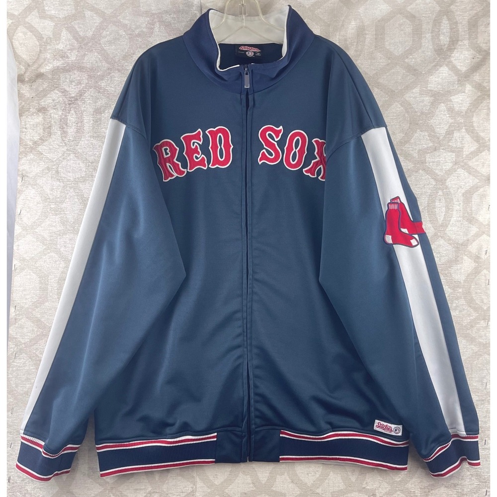 Stitches Boston Red Sox MLB Track Jacket Mens‎ XL Navy Blue Full Zip Embroidered